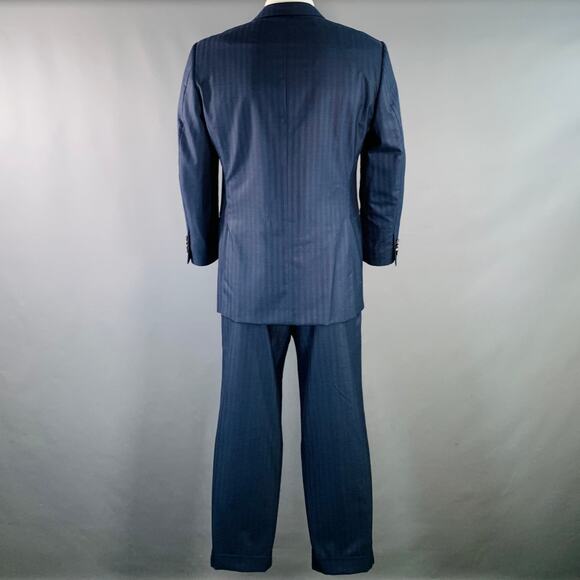 ERMENEGILDO ZEGNA Size 42 Regular Navy Blue Stripe Wool Notch Lapel Suit - Picture 4 of 16